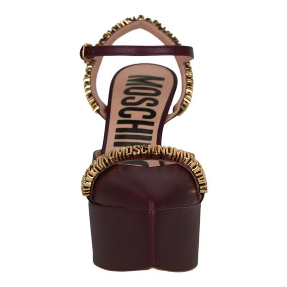 Moschino Logo Lettering Ankle Strap Pumps Purple Womens - Picture 4 of 6